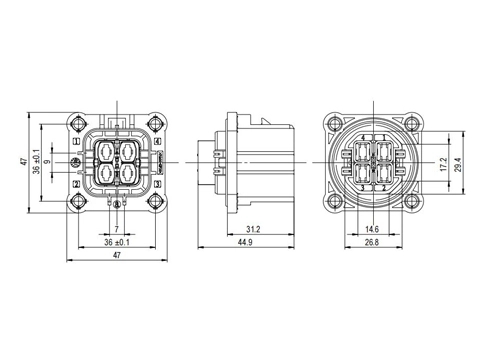 รายละเอียดของขั้วต่อไฟฟ้า YGEV2-4pin Series